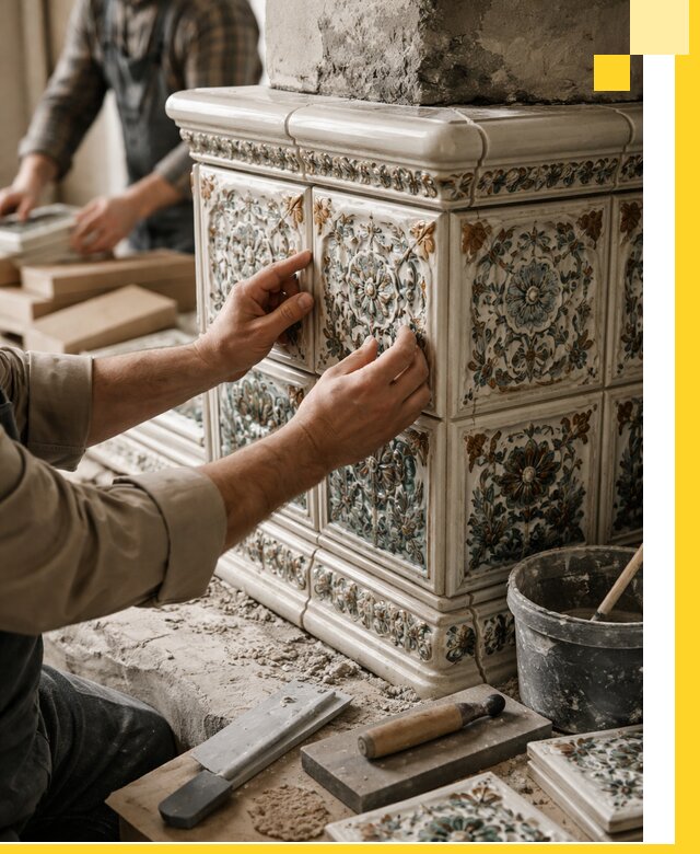 Изразцовые камины под ключ в Раменском: проект и монтаж