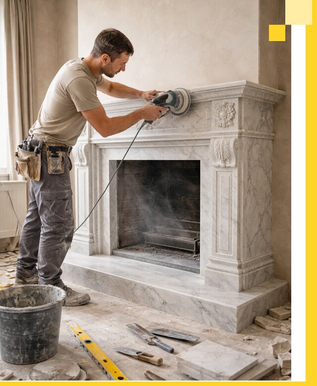 Изготовление и установка мраморных каминов в Раменском под ключ