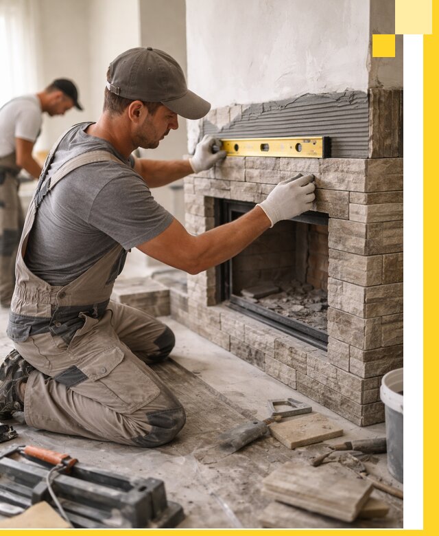 Облицовка каминов в Раменском, монтаж и отделка натуральным камнем