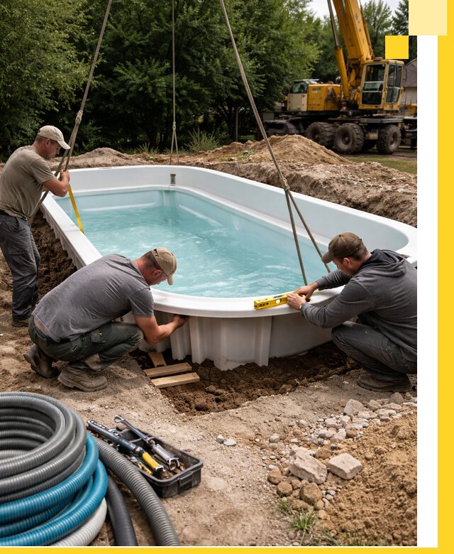 Установка и монтаж композитных бассейнов под ключ в Раменском