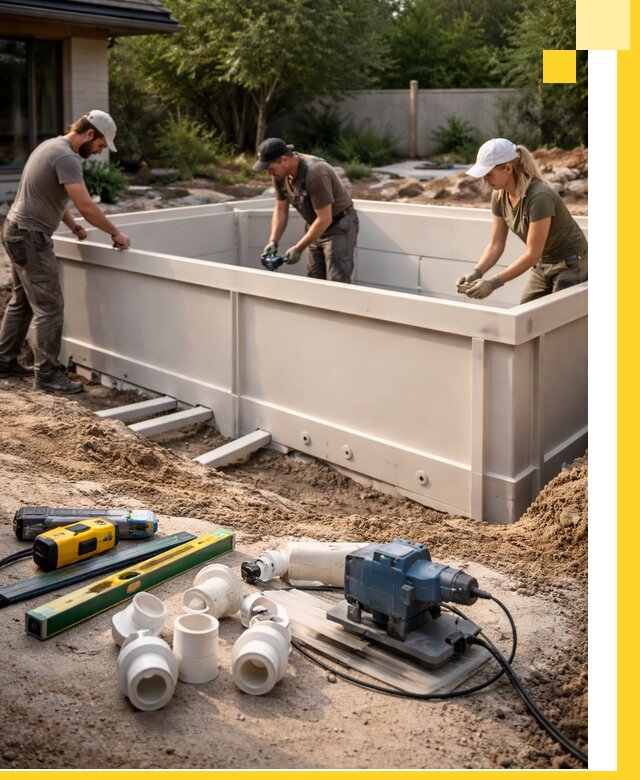 Установка полипропиленовых бассейнов под ключ в Раменском