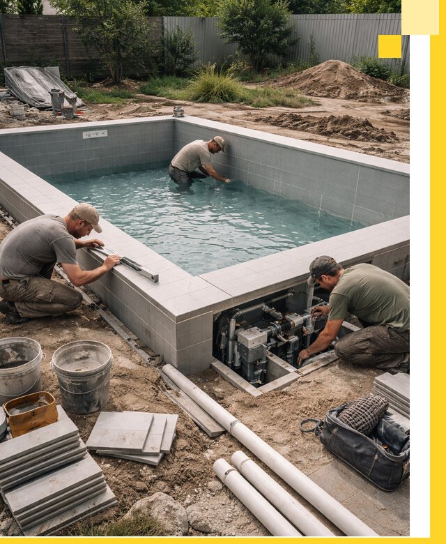 Строительство и монтаж бассейнов для дачи под ключ в Раменском