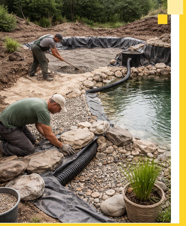 Строительство природных бассейнов и озер в Раменском под ключ