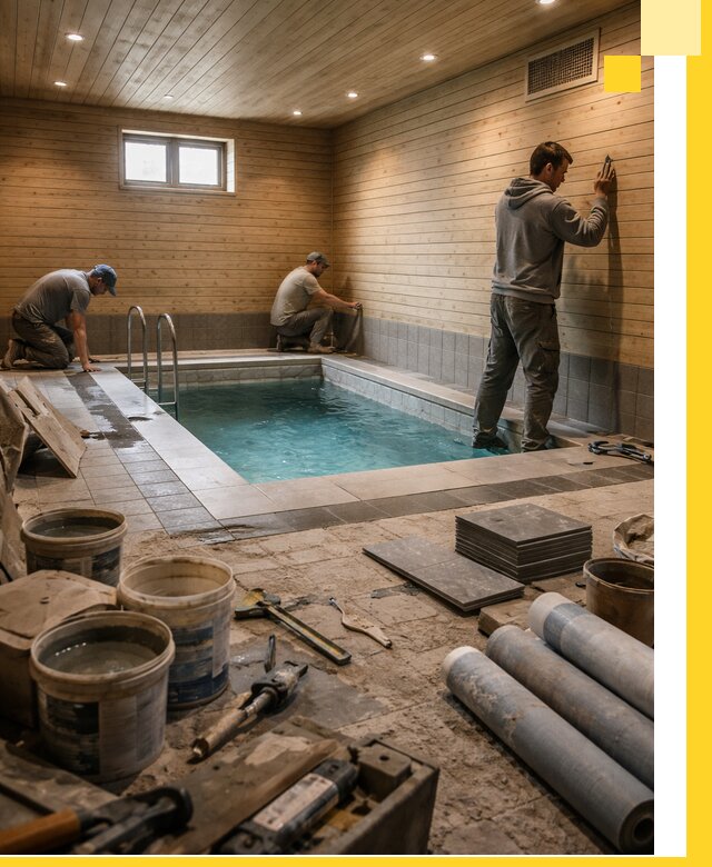 Строительство бани с бассейном и сауной под ключ в Раменском