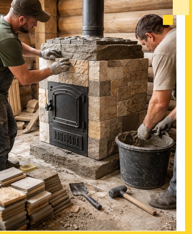 Облицовка банной печи под ключ в Раменском: камень и плитка