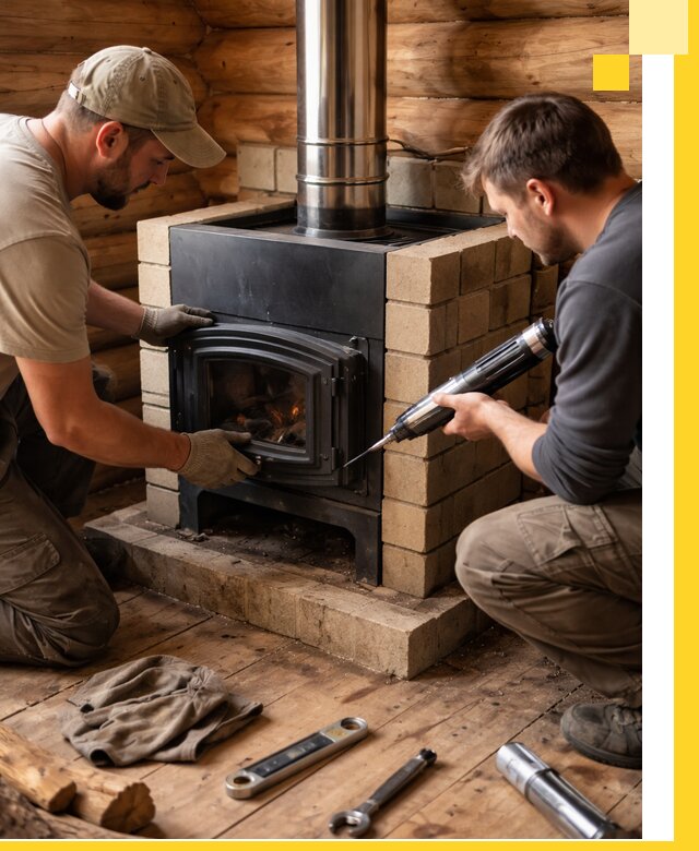 Монтаж и установка печи в бане под ключ с гарантией в Раменском