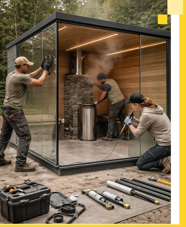 Проектирование и строительство стеклянных бань в Раменском