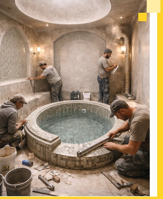 Профессиональное строительство хамама с бассейном в Раменском под ключ
