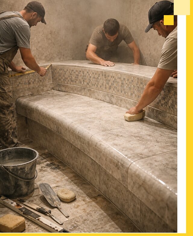 Изготовление и установка сидений для хамама в Раменском