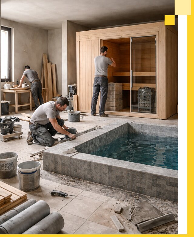 SPA зоны под ключ с бассейном сауной и печью в Раменском